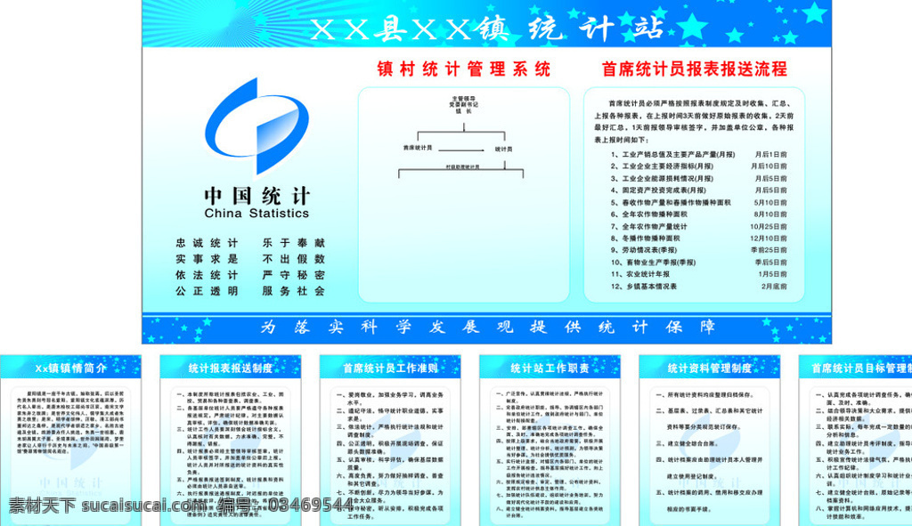 统计站制度 中国统计 制度牌 统计站 统计员 报表报送 白色