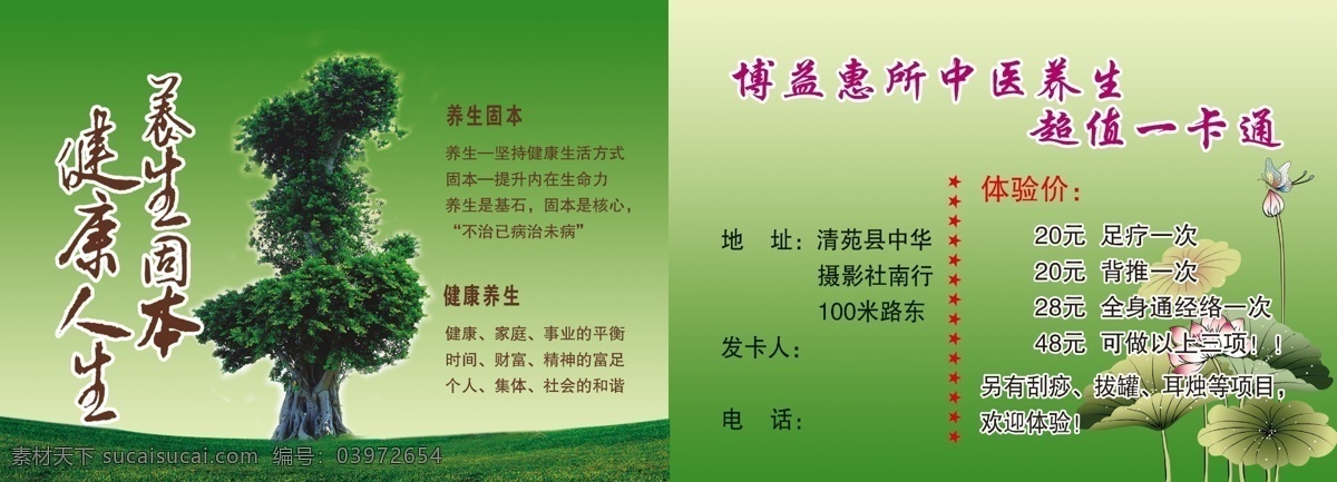 dm宣传单 保健 彩页 草地 单页 广告设计模板 荷花 价目表 养生单页 养生 宣传单 树木 源文件 psd源文件 餐饮素材