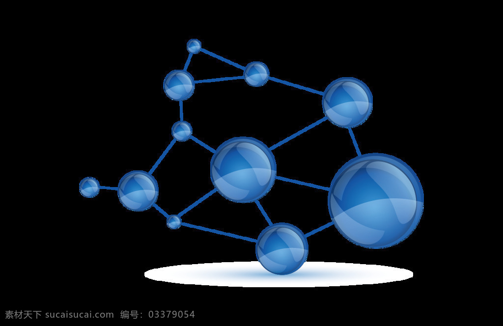 蓝色 分子 立体 元素 png元素 科技 免抠元素 透明元素 图