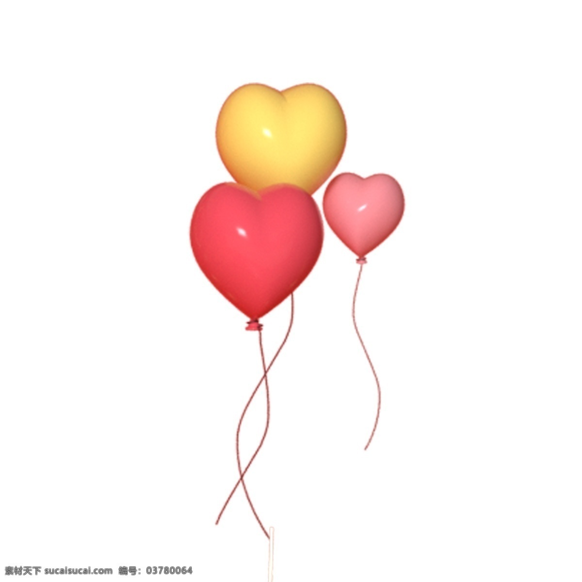 彩色 圆弧 心形 气球 元素 创意 绳子 亮光 闪光 装饰 电商 活动 爱情 情人节 节日 漂浮 卡通插画