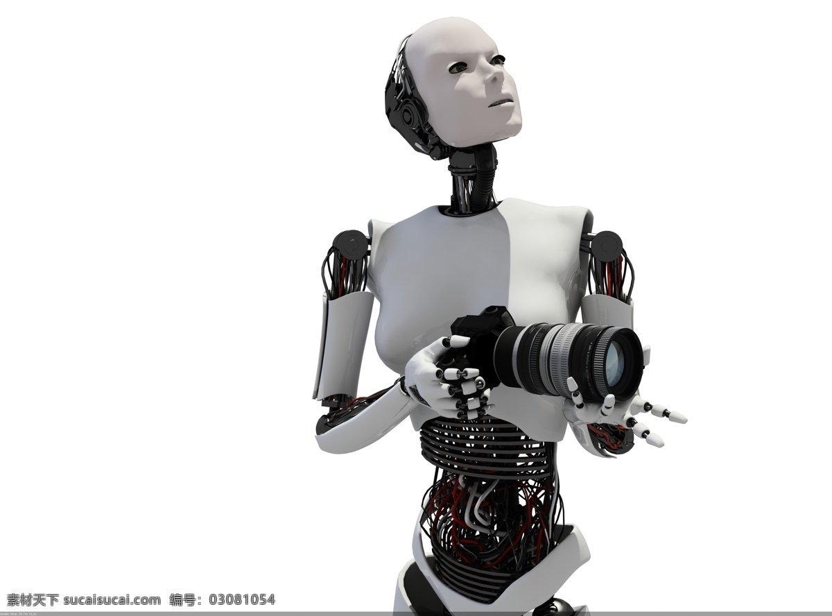 相机 美女 机器人 3d机器人 科技人物 3d人物 科技主题 美女机器人 照相机 卡通人物 人物图片