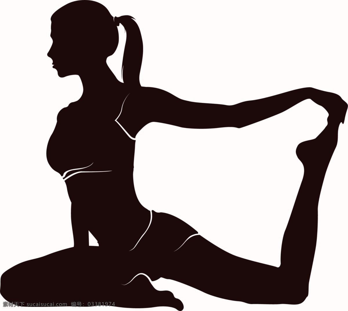 瑜伽剪影 跳舞的女孩 舞蹈 长发女孩 瑜伽运动 练习瑜伽 黑色剪影 瑜伽 素材图
