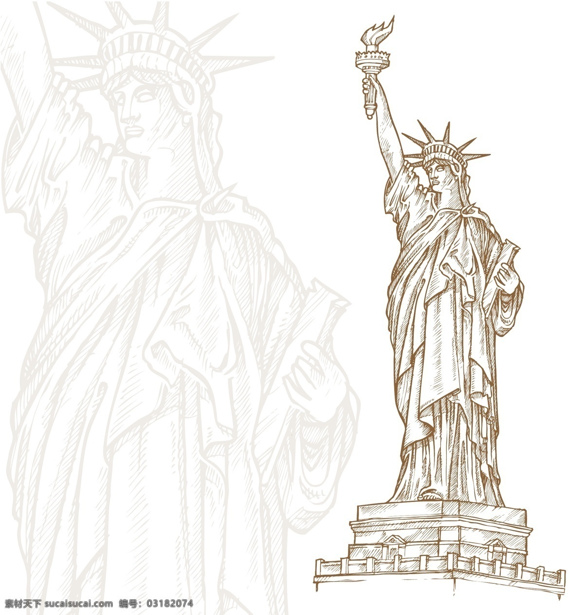 纽约 自由 女神像 插画 自由女神像 城市 城市风光 空间环境 矢量素材