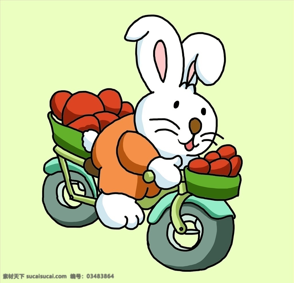 骑 摩托车 小 兔子 小兔子 简笔画 儿童画 动漫动画