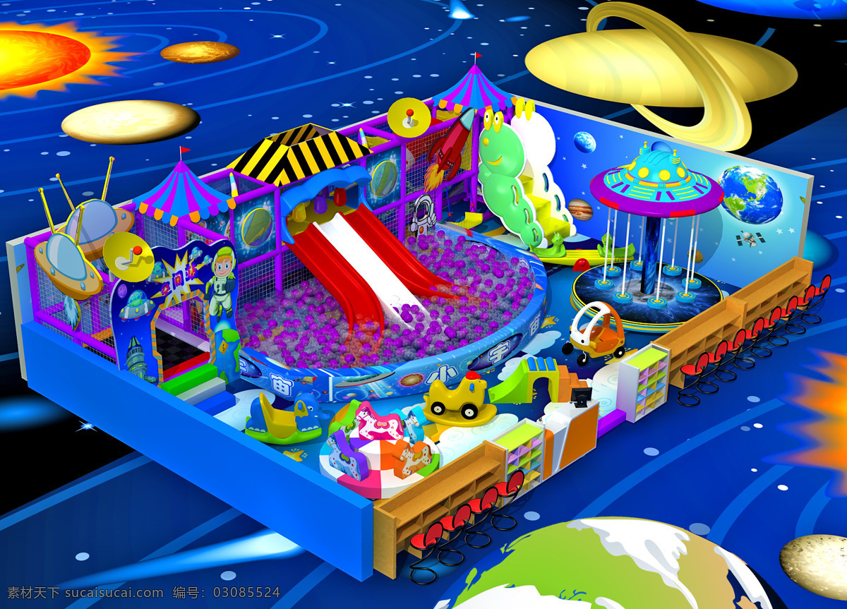 儿童 淘气堡 乐园 儿童乐园 球池 蹦床 高清效果图 3d设计 3d作品