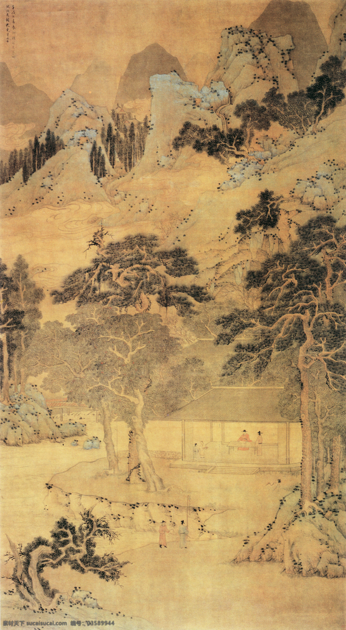 山水 名画 书画 乔 柯 翠 林 图 古画 山水画 书画真迹 中国水墨画 乔柯翠林图 名家陆师道 文化艺术