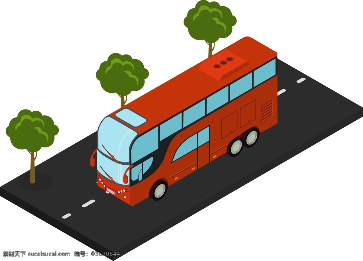 d 轴 测 图 立体 可爱 公交车 2.5d 轴测图 公司 插画设计 有趣 创意 城市
