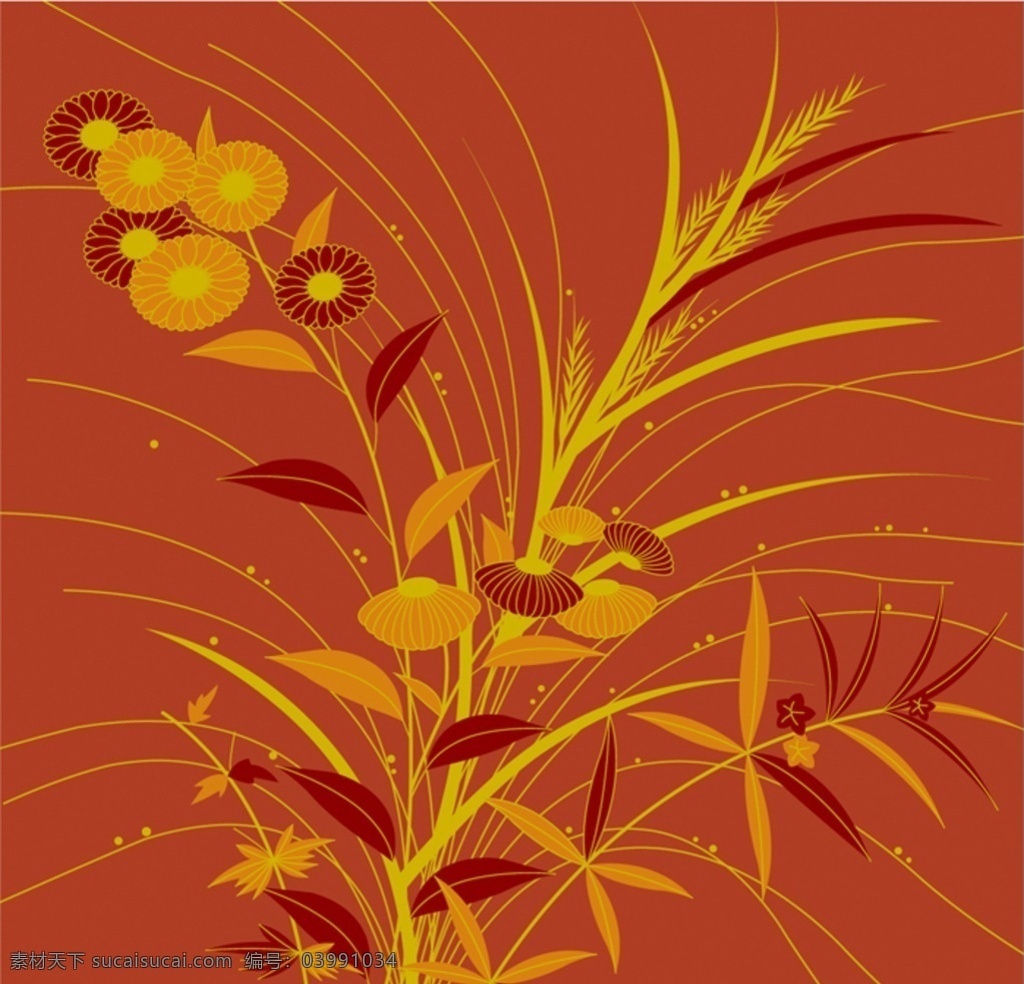 日式花纹 叶子 底纹 树叶 叶片 花朵 底纹边框 花边花纹
