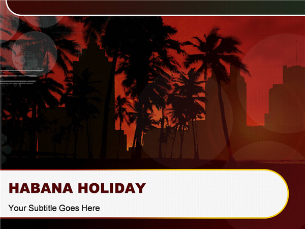 哈瓦那 度假 模板 ppt模板 房子 风景 红色 旅馆 旅行 旅游 树木 背景