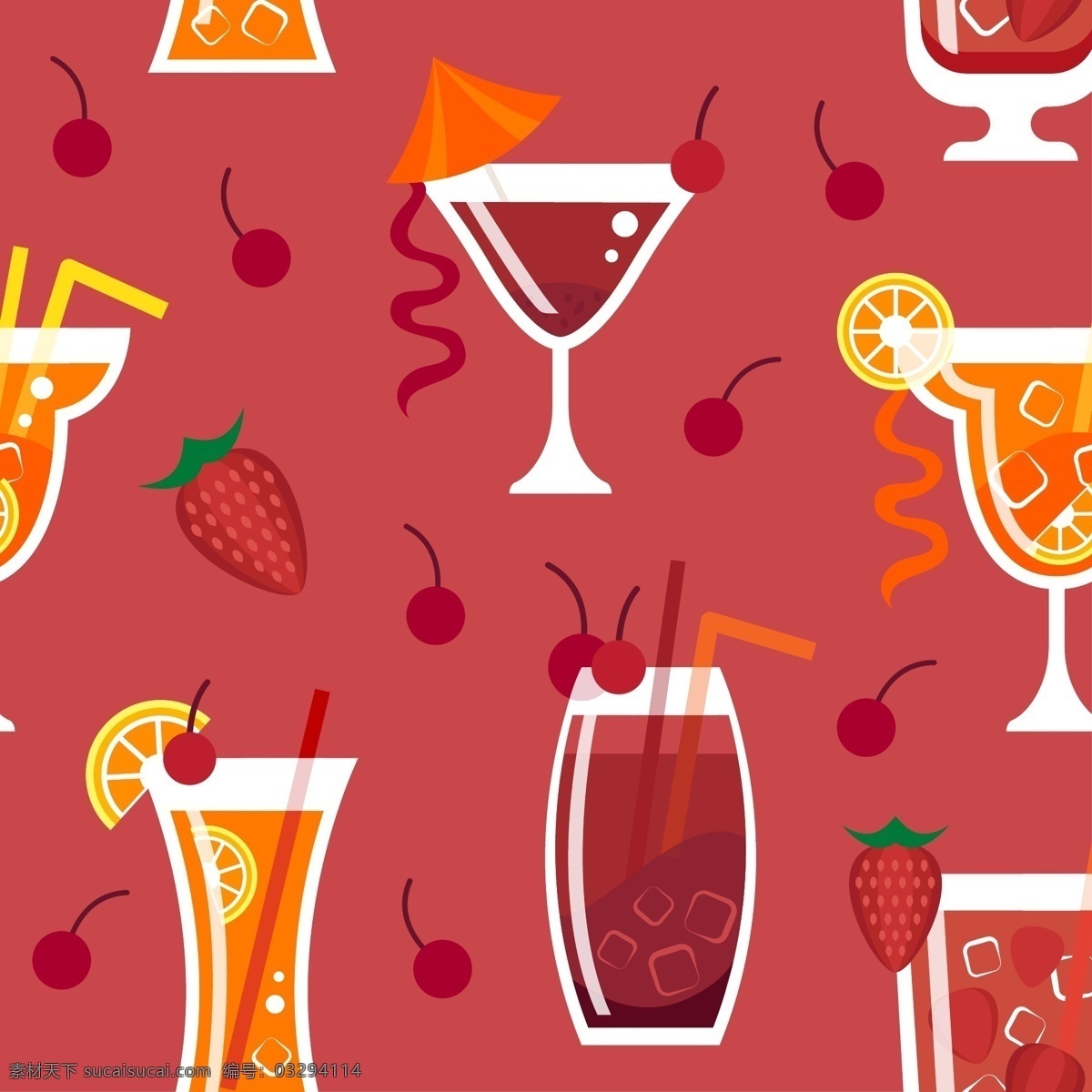 红色 饮料 夏日 度假 沙滩 椰树 矢量 杯子 复古 创意 涂鸦 英文 小清新 卡通 填充 插画 背景 海报 广告 包装 印刷