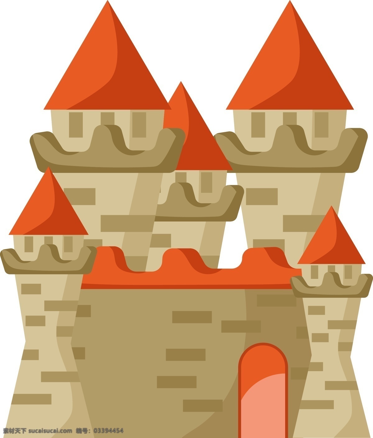 创意 城堡 装饰 插画 创意城堡 房屋建筑 建筑物 橘红色屋顶 城堡建筑 王国 可爱的城堡 城堡插画