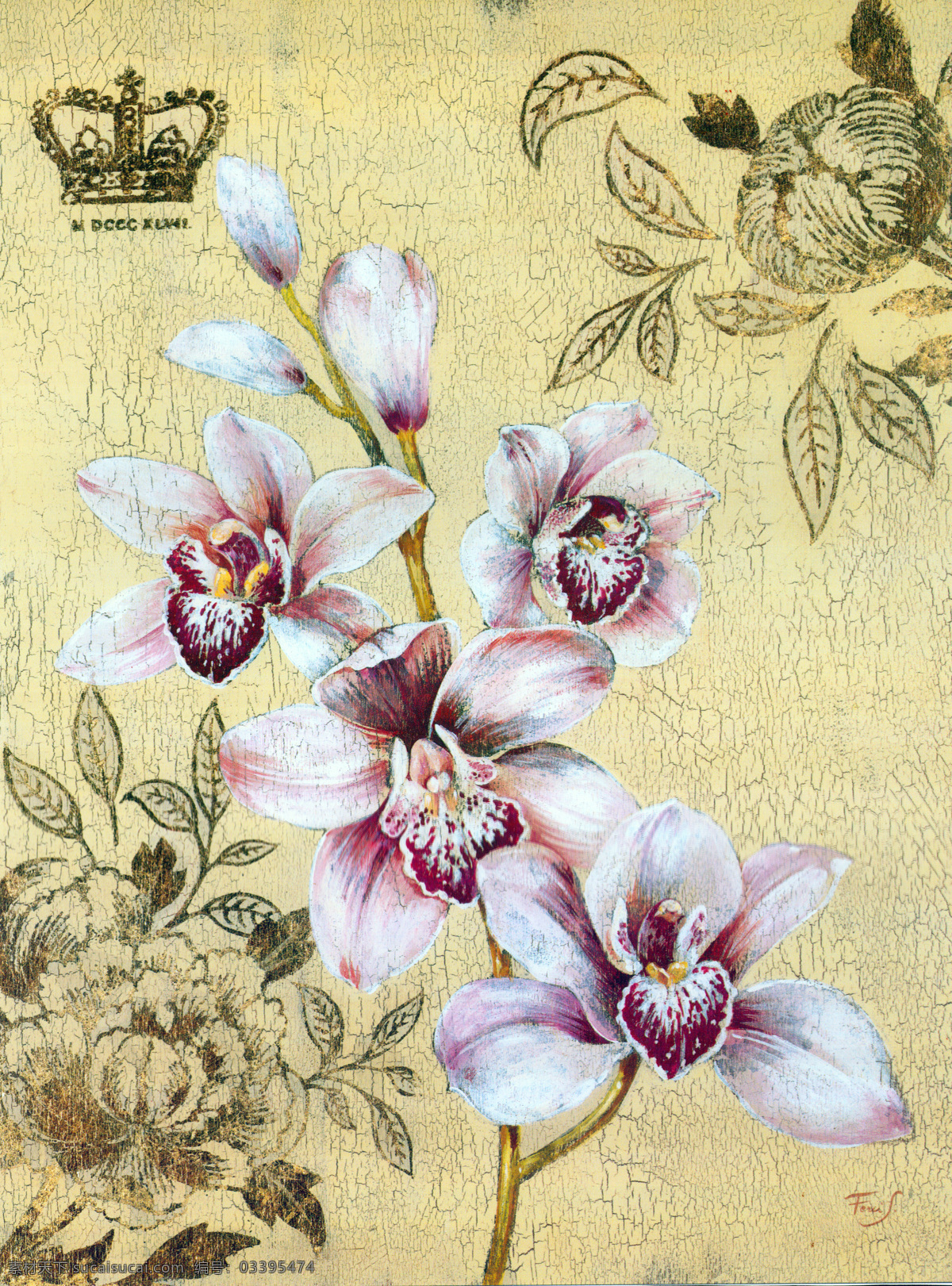 怀旧 蝴蝶兰 背景 鲜花 油画 绘画 艺术 写生 水墨 花草 画 水墨画 风景 书画文字 其他艺术 文化艺术 黄色