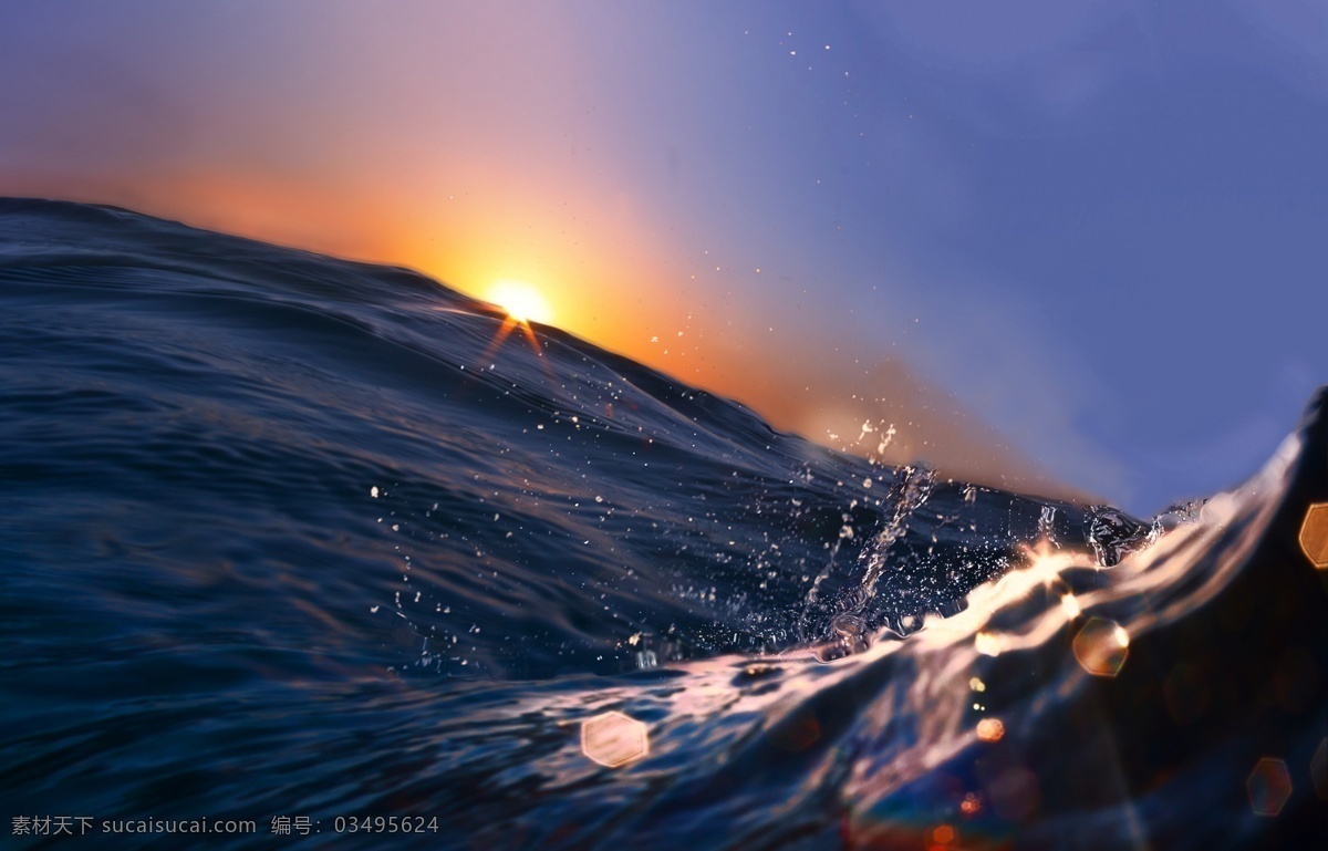 海浪 阳光 夕阳 黄昏 大海 海洋 景观 景色 美丽自然 自然风景 自然景观