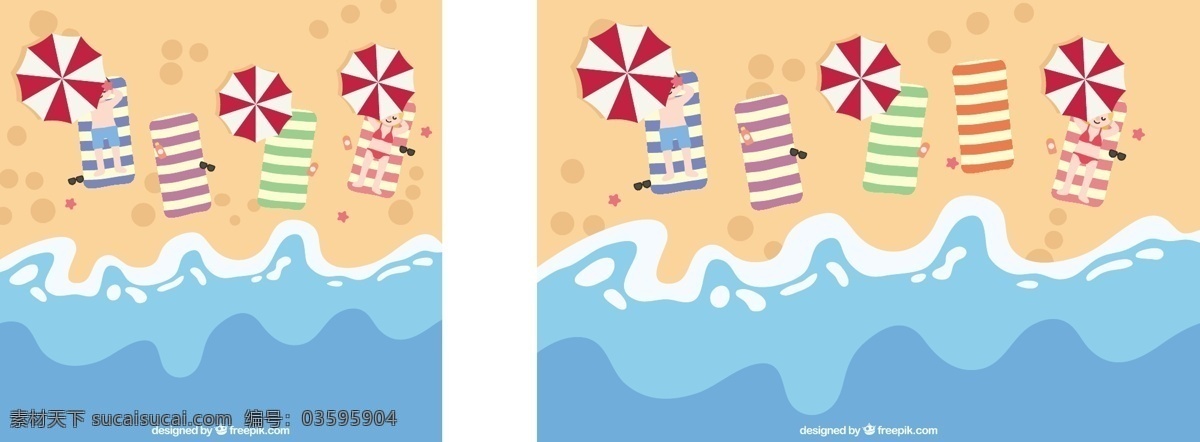 海滩 背景 人 日光浴 人物 夏季 海洋 色彩 度假 平坦 多彩的背景 雨伞 平面设计 沙滩 放松 夏日海滩 风景 季节 顶部 毛巾