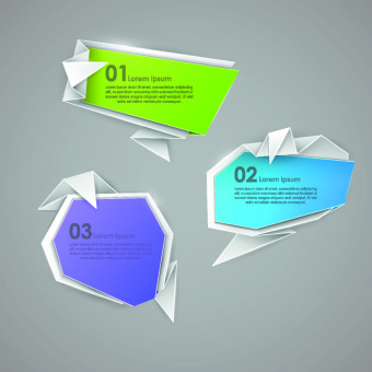 创意 手工 折纸 横幅 向量 集 标语 网页素材 网页界面设计