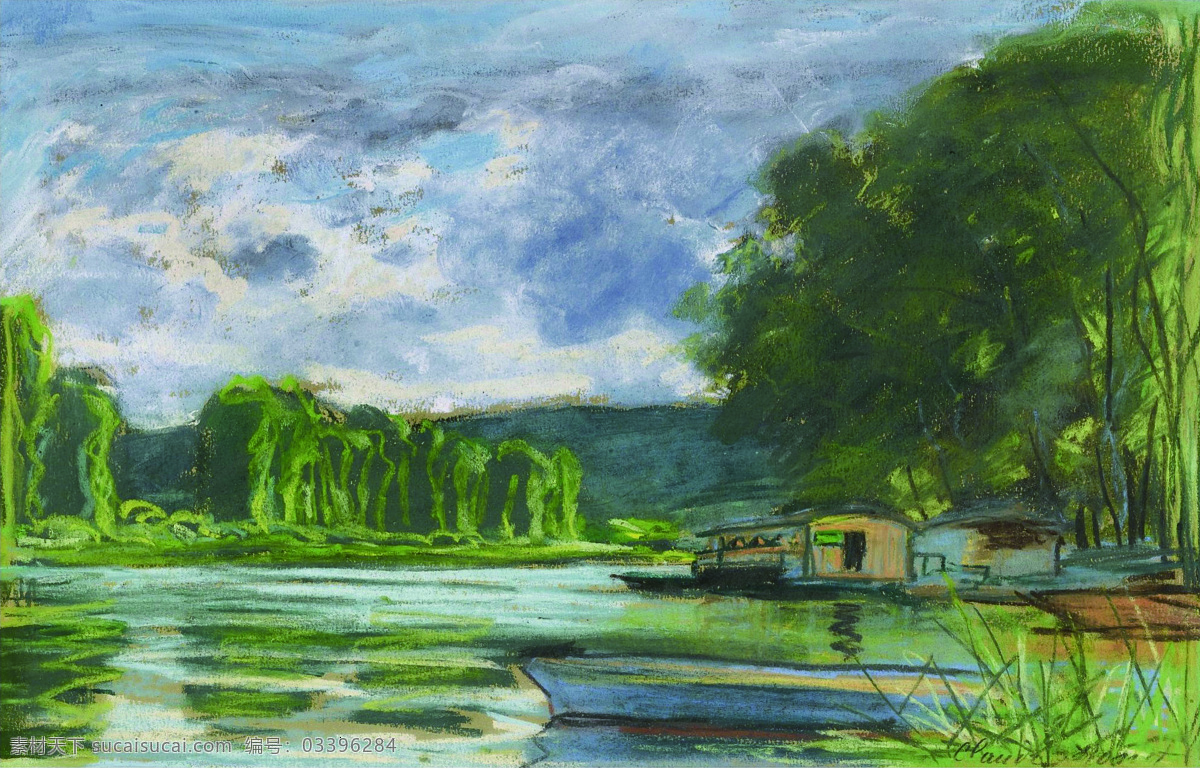 monet 风景 油画 装饰画 claude 莫 奈 oscar 法国 画家 克劳德 eure jeufosse near seine the of banks