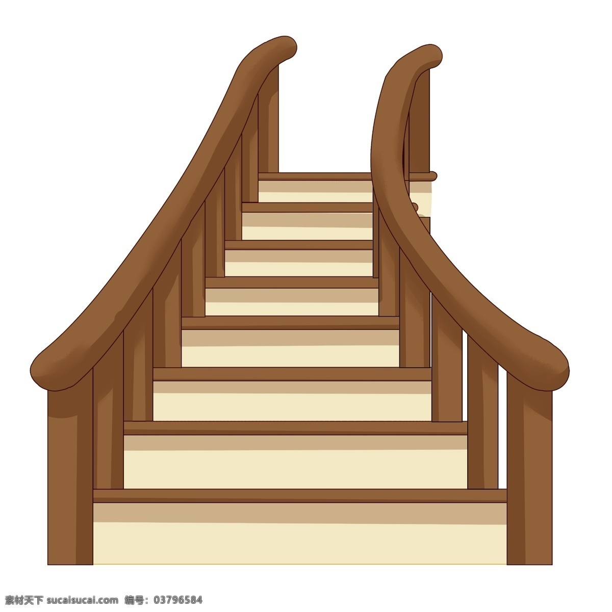 木质 楼梯 阶梯 插画 木质的台阶 楼梯插画 卡通插画 阶梯插画 梯子插画 家具插画 木质的楼梯