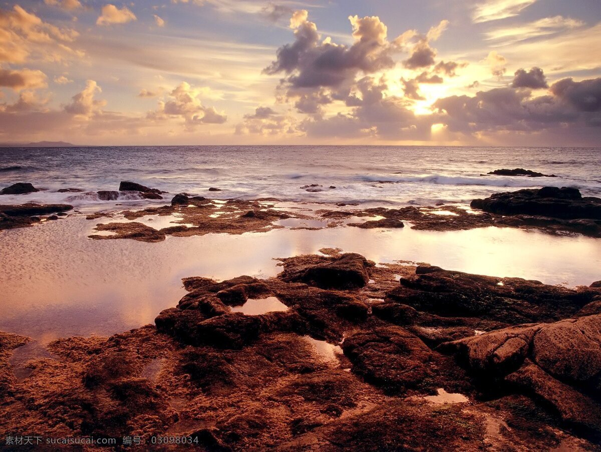 白云 地平线 浮云 海景 海水 礁石 旅游摄影 落日 夕阳 下 云彩 浪潮 潮汐 自然风景 风景 生活 旅游餐饮