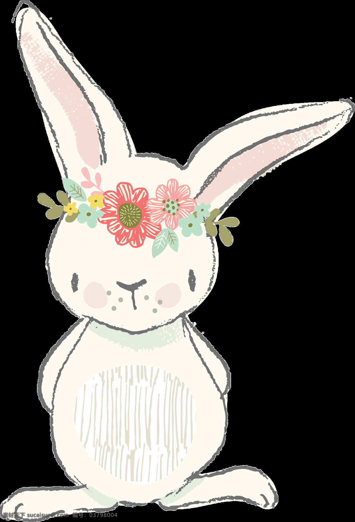 花环 兔子 卡通 透明 装饰 动物 可爱 透明素材 免扣素材 装饰图案