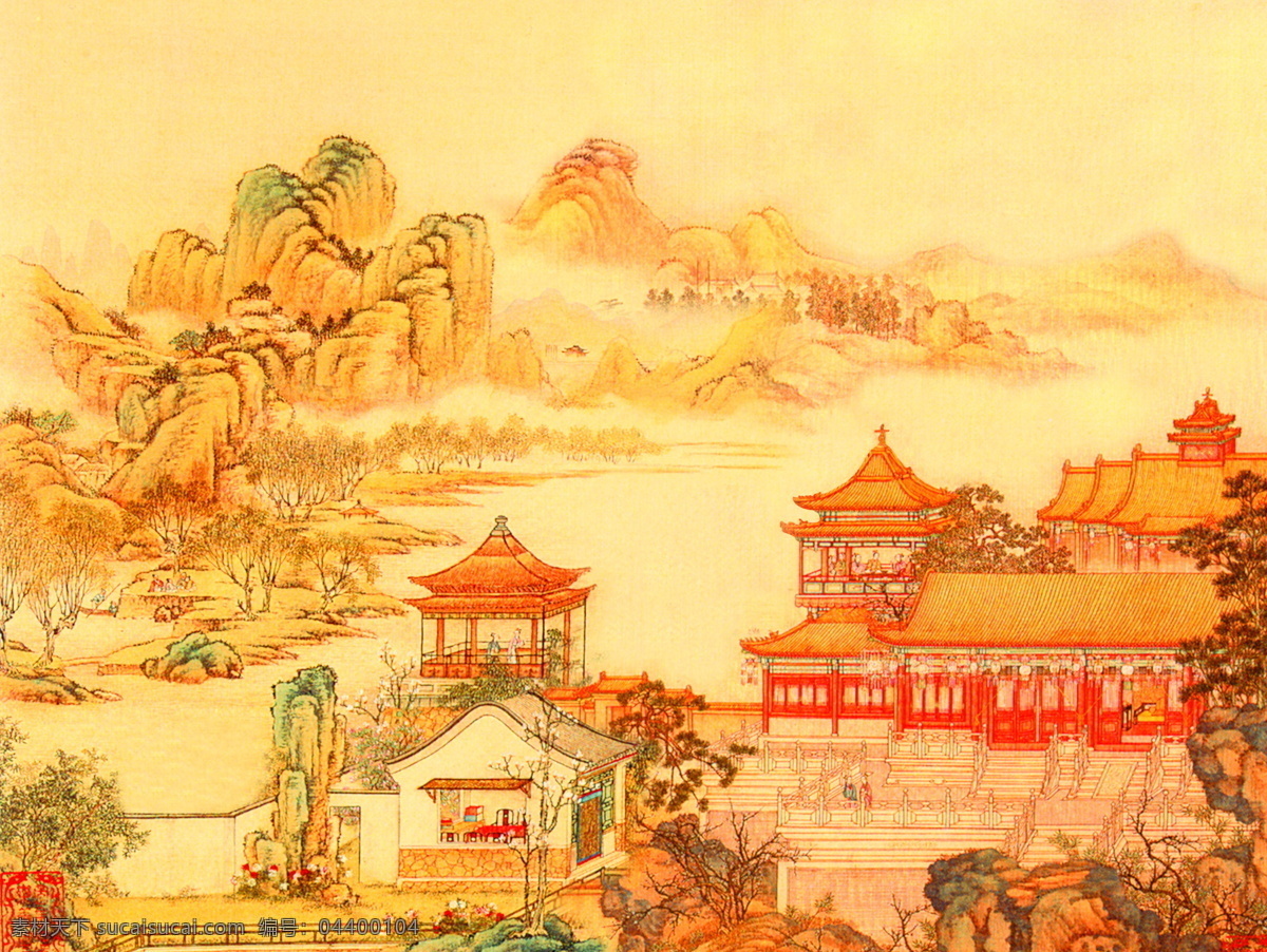 人物名画 中国 古典 藏画 中国古典藏画 设计素材 古典藏画 书画美术 黄色