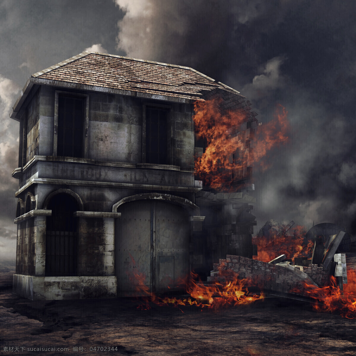 着火 房屋 着火的房屋 火灾 火焰 烟雾 大火 燃烧 房子 垮塌 其他类别 生活百科