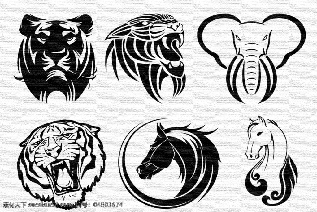 动物图案 动物 图案 图腾 图标 老虎 狮子 大象马 头像 t恤图案 t恤amp 文化艺术