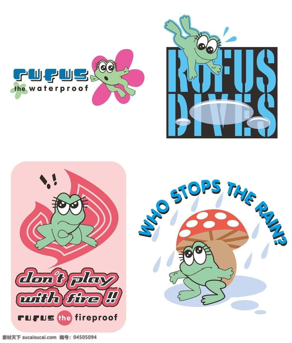 动物世界 荷花 卡通青蛙 卡通设计 蘑菇 青蛙 时尚招贴 手绘插画 快乐的青蛙 下雨 跳跃 童话世界 矢量 插画集