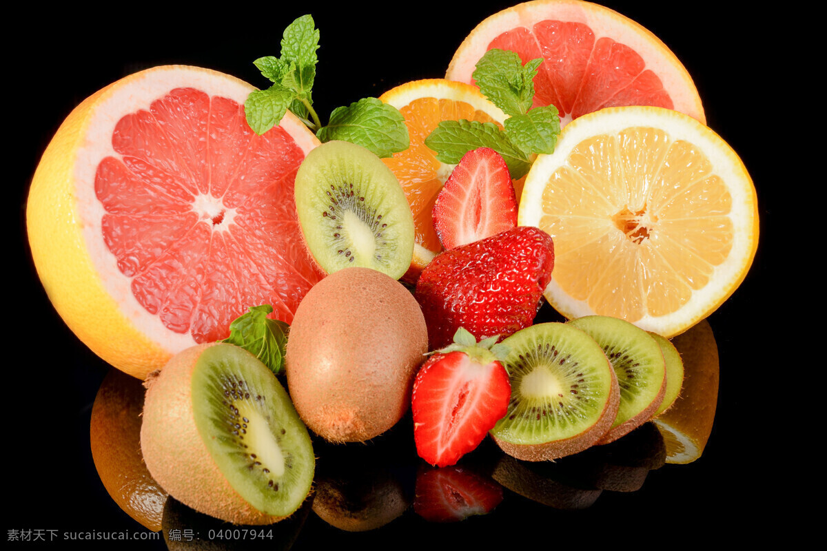 新鲜水果 美味 新鲜 水果 橙子 猕猴桃 草莓 生物世界