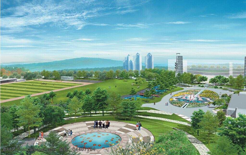 公园 广场 景观设计 环境设计 建筑设计68 设计素材 景观建筑 建筑设计 建筑装饰 青色 天蓝色