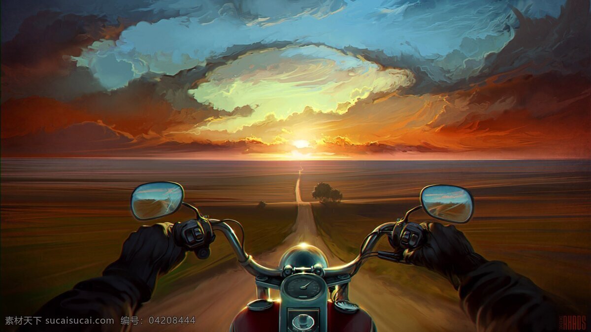 摩托车 手 后视镜 在路上 背景图片 天空图片 摩托车大路 去 远方 高清大图 高清免费图片 黑色