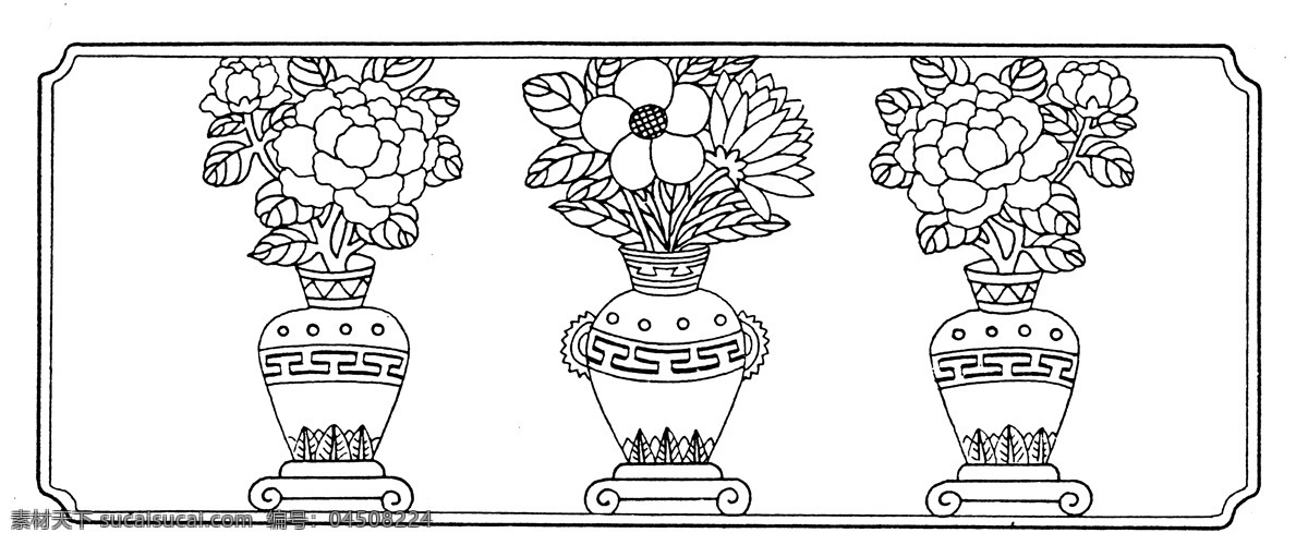 花瓶 花卉 图案 花纹图案 花瓶花卉 传统 吉祥 图腾 案 花瓶花卉图案 文化艺术