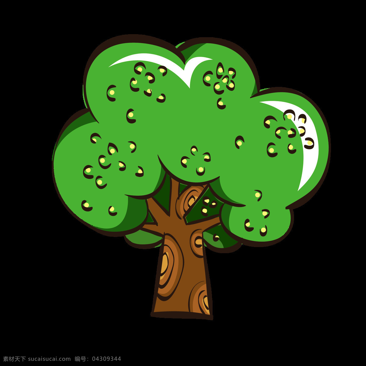 卡通装饰树木 树木 植物 卡通 彩色 装饰 树