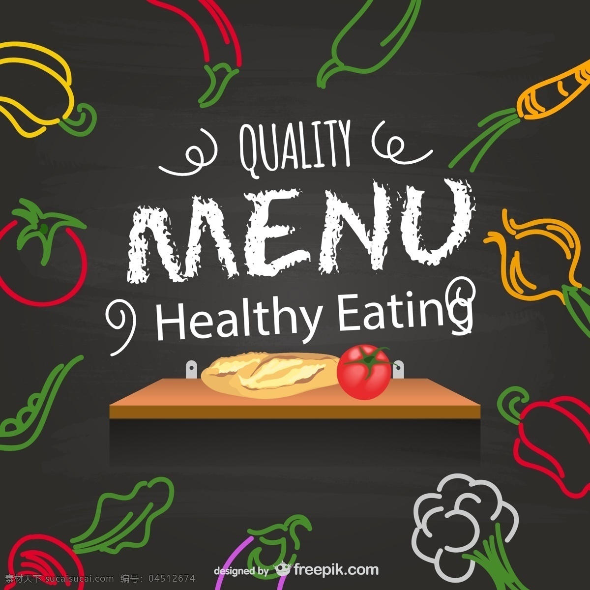 健康饮食 菜单 ai格式 彩绘 餐饮 胡萝卜 矢量图 蔬菜 西红柿 洋葱 矢量