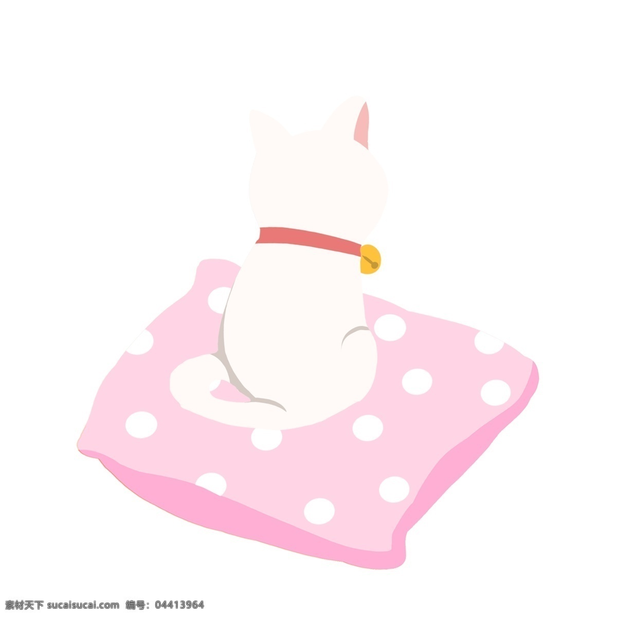 粉色 垫子 上 猫咪 图案 白猫 招财猫 粉色垫 设计元素 手绘 手绘元素 psd元素 免抠元素 动物