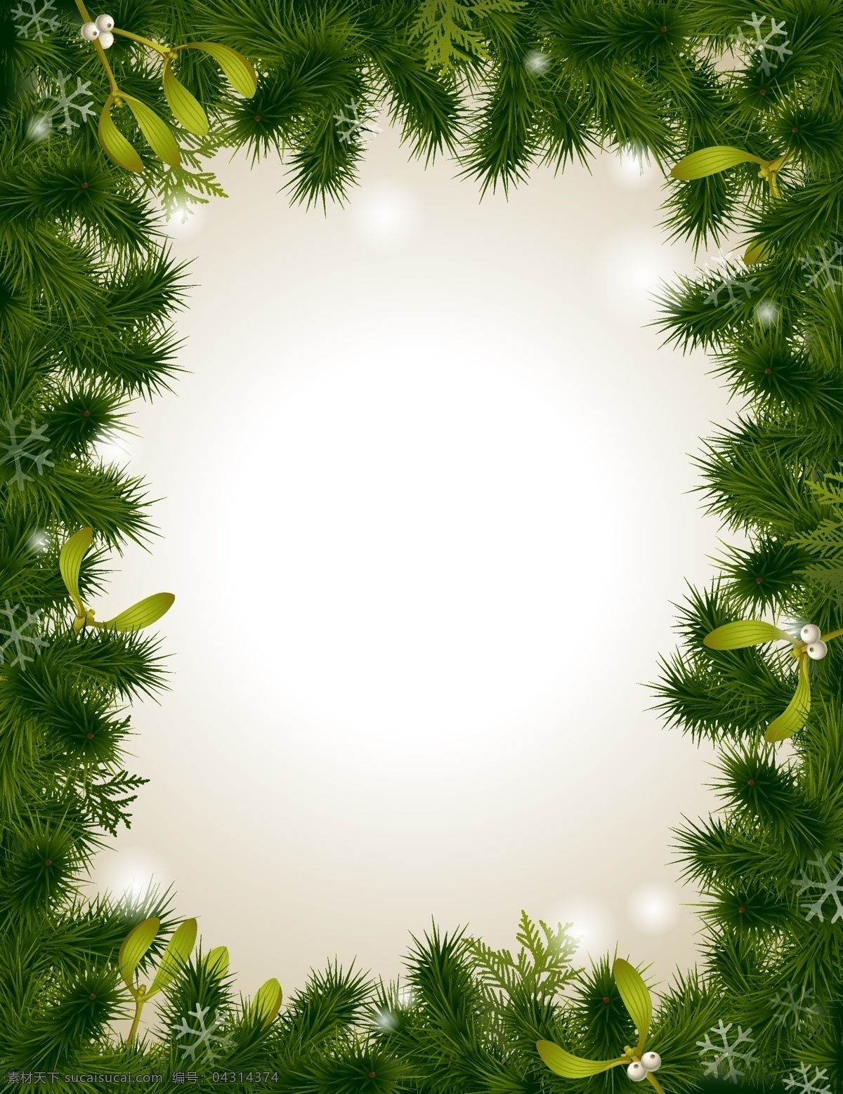 矢量 圣诞节 立体 质感 松枝 冬季 背景 边框 简约 绿色 文艺 小清新