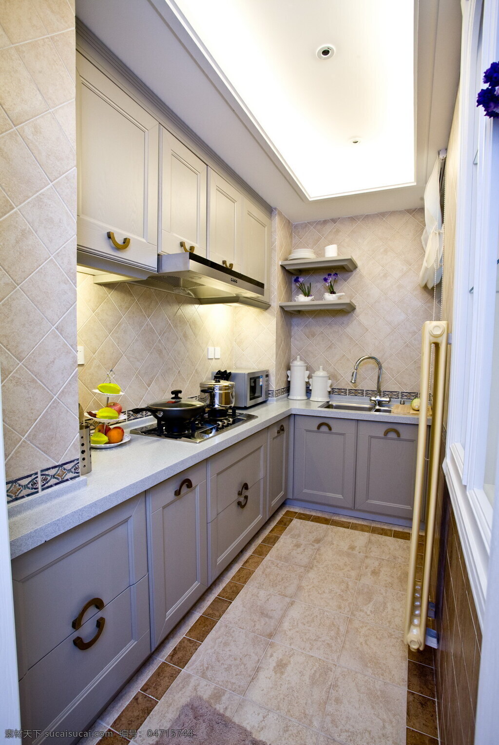 简约 风 室内设计 厨房 收纳柜 效果图 现代 料理台 白色 调 灶台 壁柜 家装