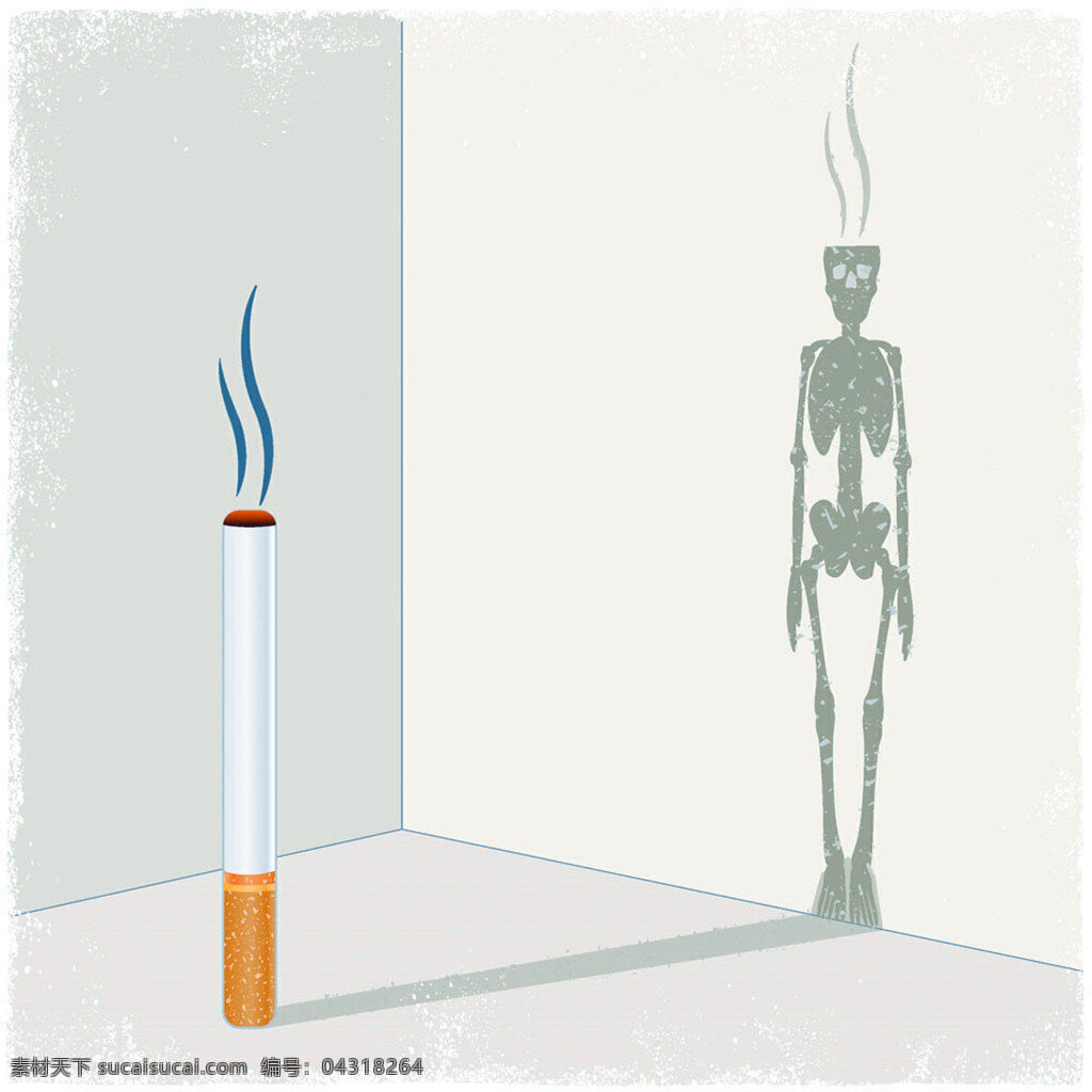 烟 烟雾 骷髅 吸烟 吸烟有害健康 禁烟公益广告 支 阴影 公共标志 标志图标 矢量素材