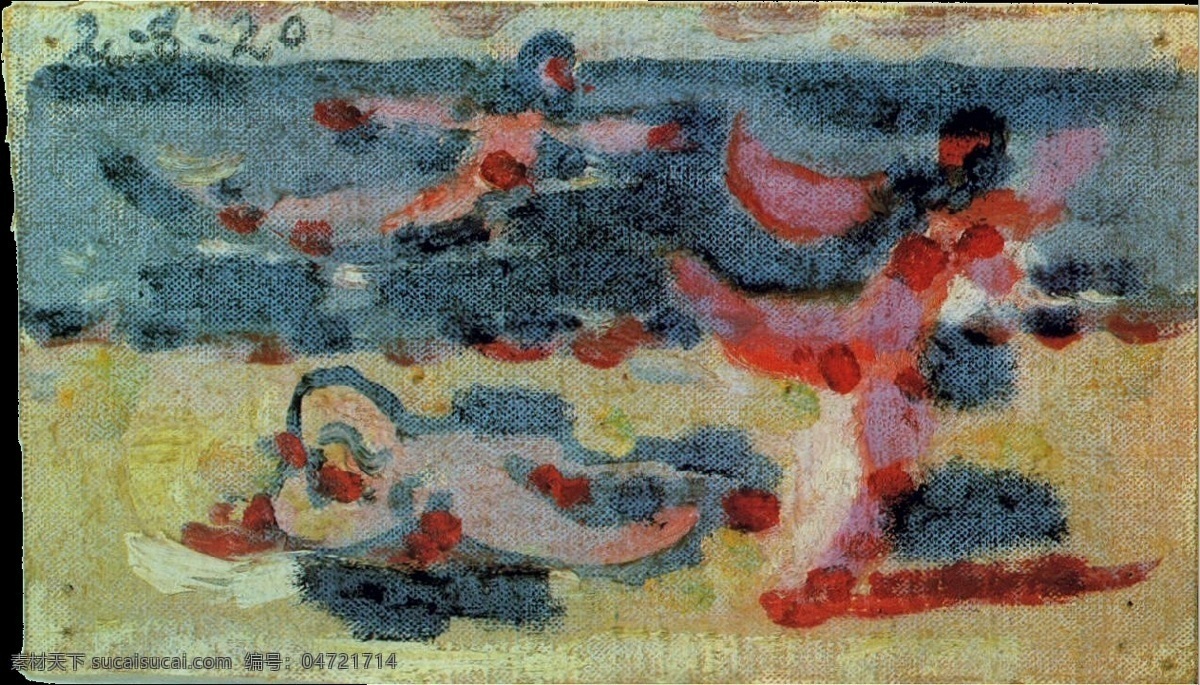 mer 西班牙 画家 巴勃罗 毕加索 抽象 油画 人物 人体 装饰画 la de bord au personnages trois 1920 家居装饰素材