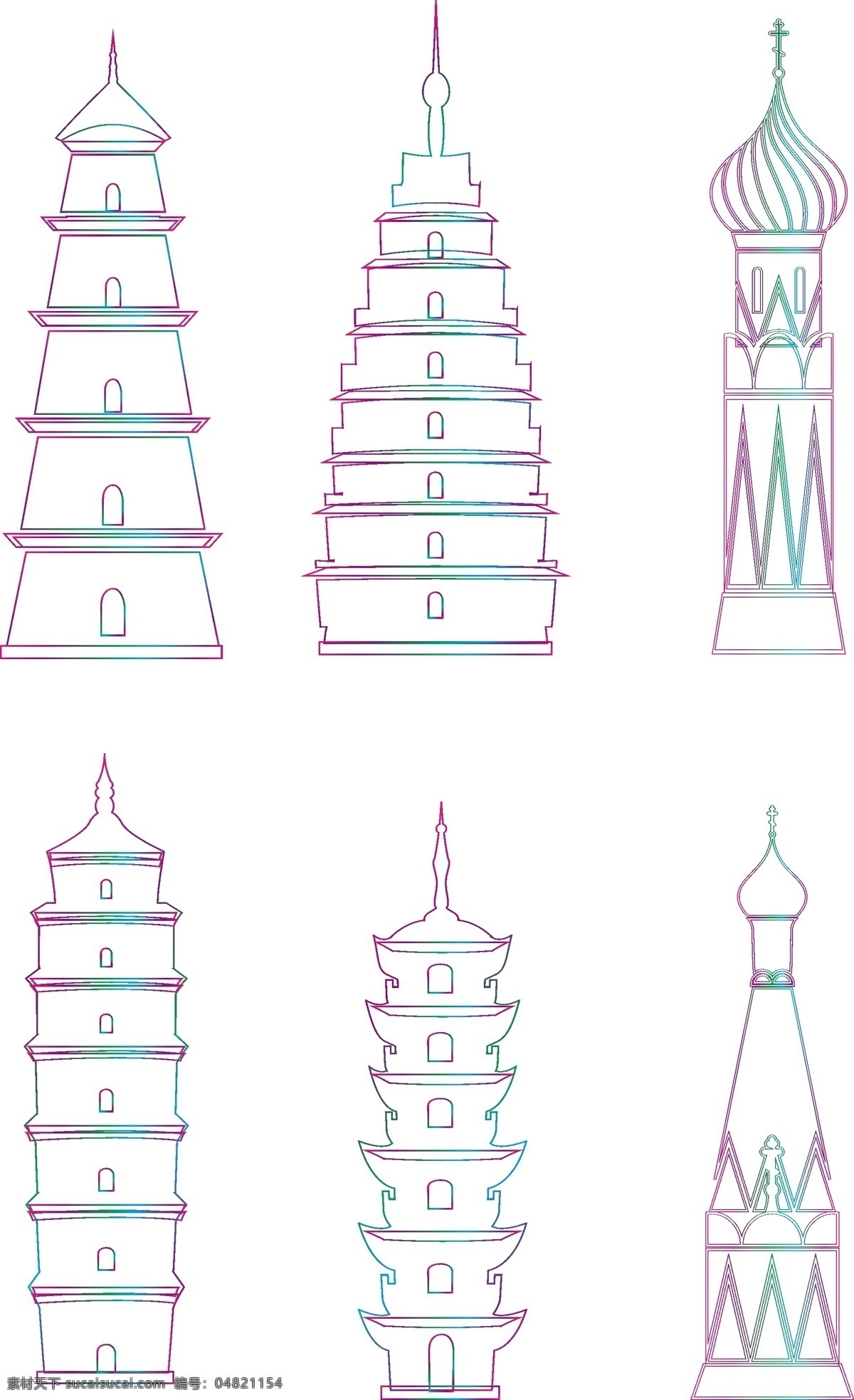 建筑 剪影 线条 矢量 几何 通用 元素