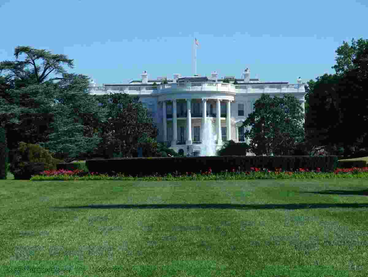 白宫 国会大厦 总统府 美国 华盛顿 哥伦比亚特区 宾夕法尼亚 西北 大道 蓝天 草坪 建筑园林 建筑摄影 摄影图库 国外旅游 旅游摄影