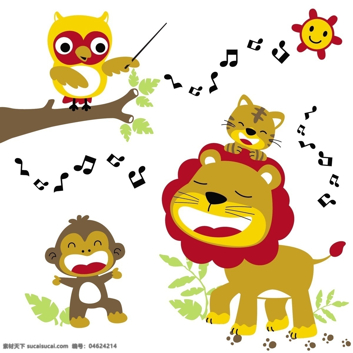卡通 小 动物 唱歌 绘画 壁纸 图集 小动物 小狮子 小猴子 可爱卡通绘画 小动物唱歌