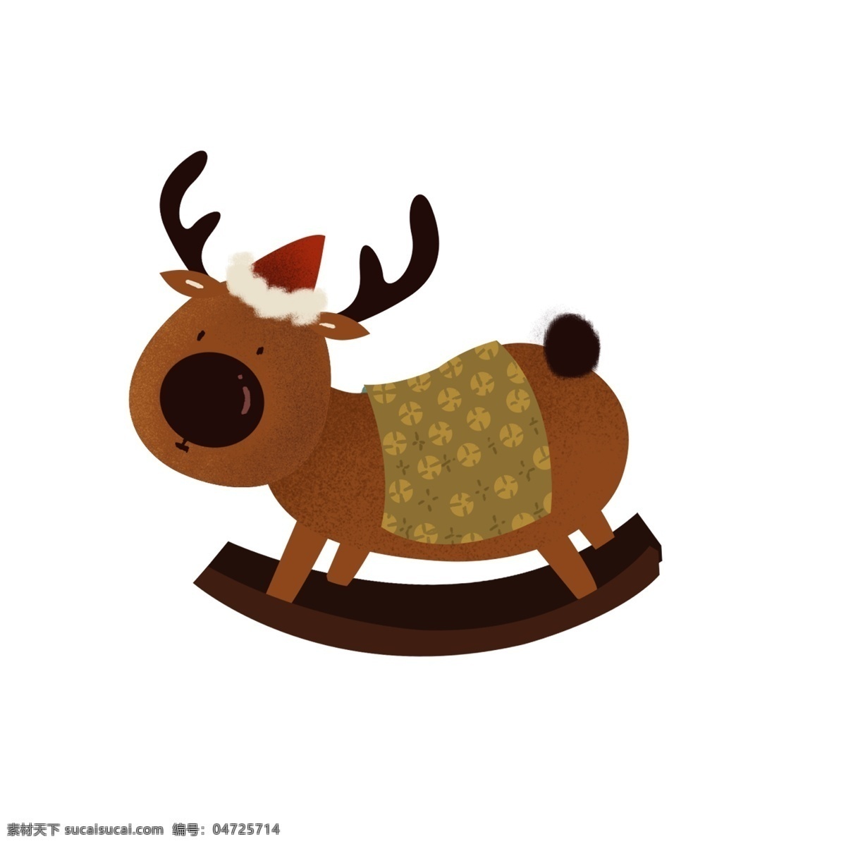 卡通 复古 驯鹿 插画 创意 圣诞节 节日元素 圣诞帽子