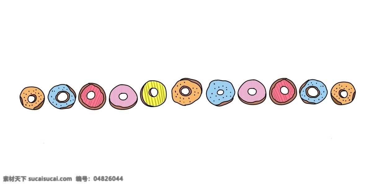彩色 甜甜 圈 分割线 彩色的甜甜圈 甜甜圈分割线 圆形的甜甜圈 美味的甜点 甜甜的美食 甜点分割线