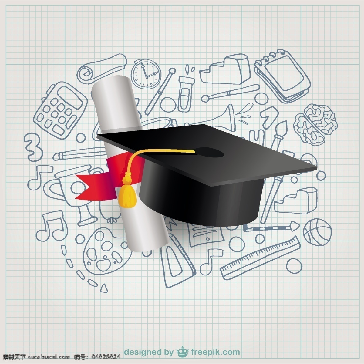 文凭和学位帽 学校 教育 毕业 大专 大学 学习 研究生 知识 学位 垂直 本科 白色
