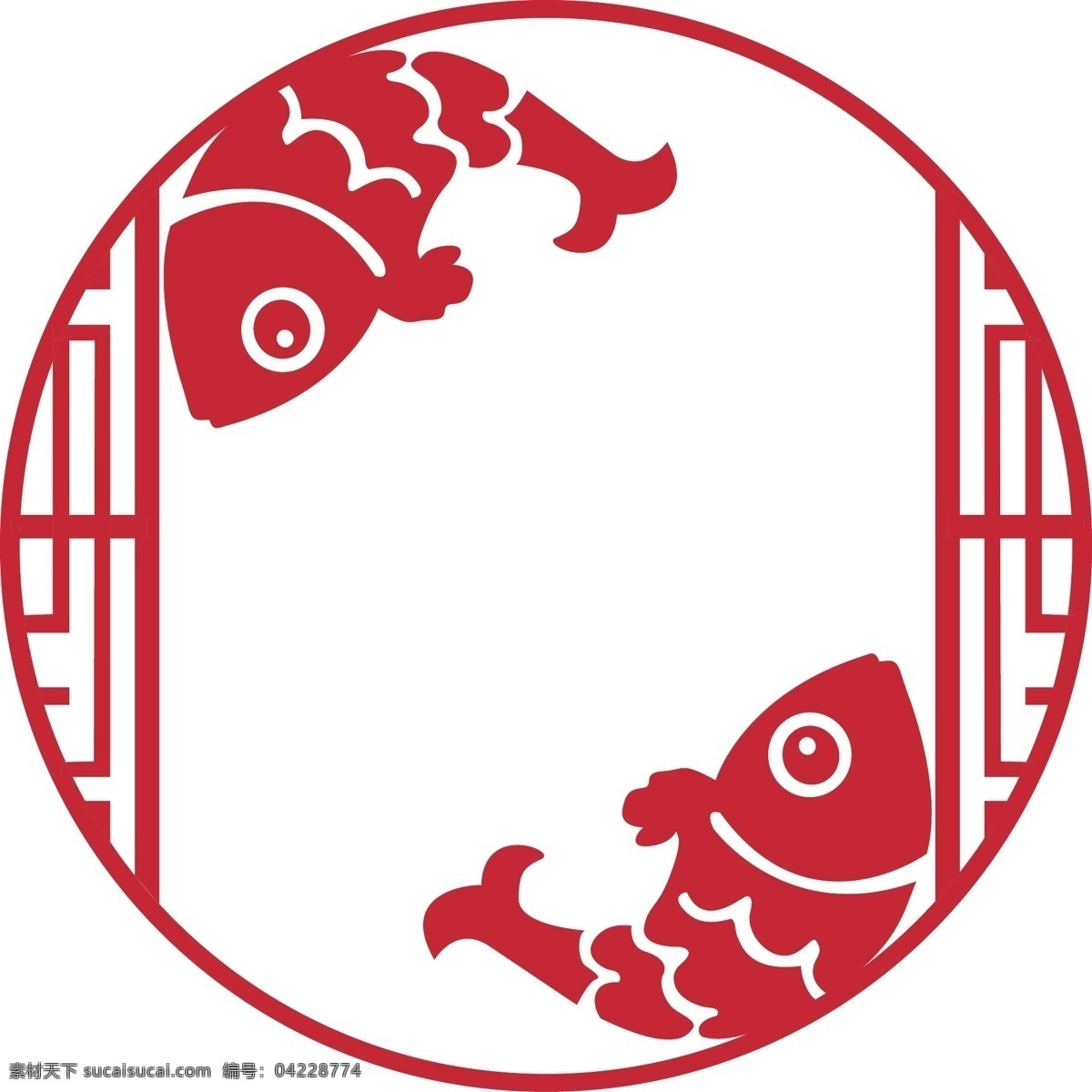 中国 风 边框 鱼 红 线条 装饰 商用 元素 中国风 中国红 年年有余