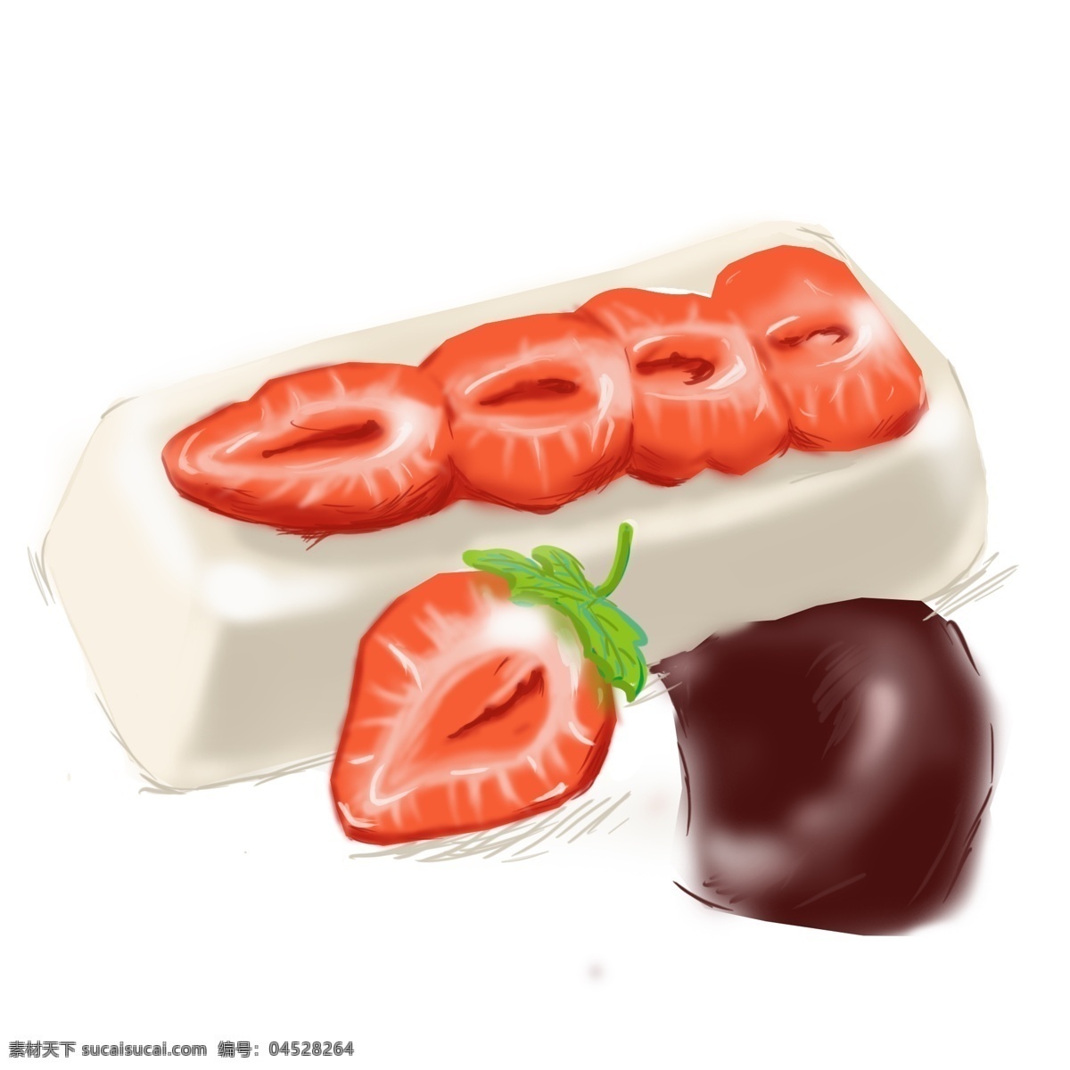 美味 草莓 蛋糕 插画 美味的甜食 卡通食物插画 精致的草莓 食物插画 食物 甜食插画