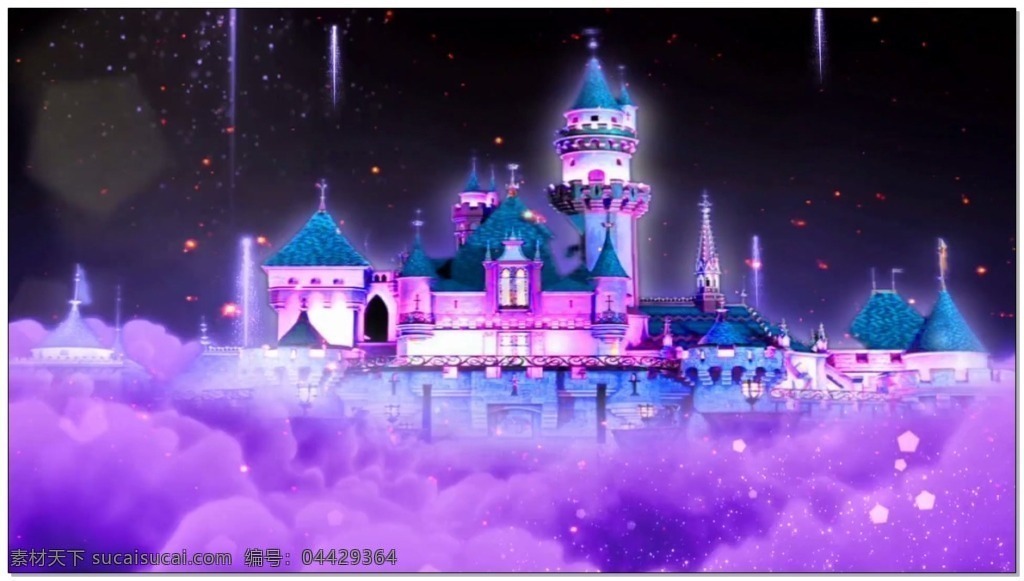 ym 梦幻 城堡 紫色 流星 云雾 视频素材 动态视频素材