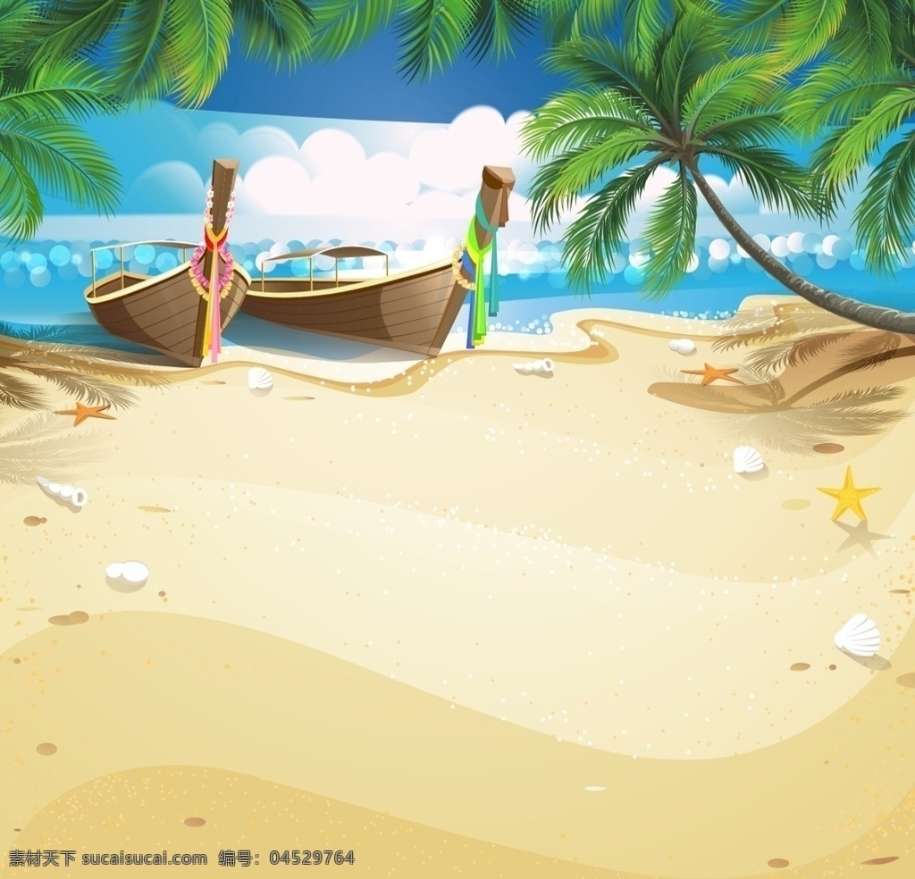 海滩沙滩 岛屿 热带岛屿 岛屿矢量图 卡通岛屿 岛屿背景 椰树 卡通