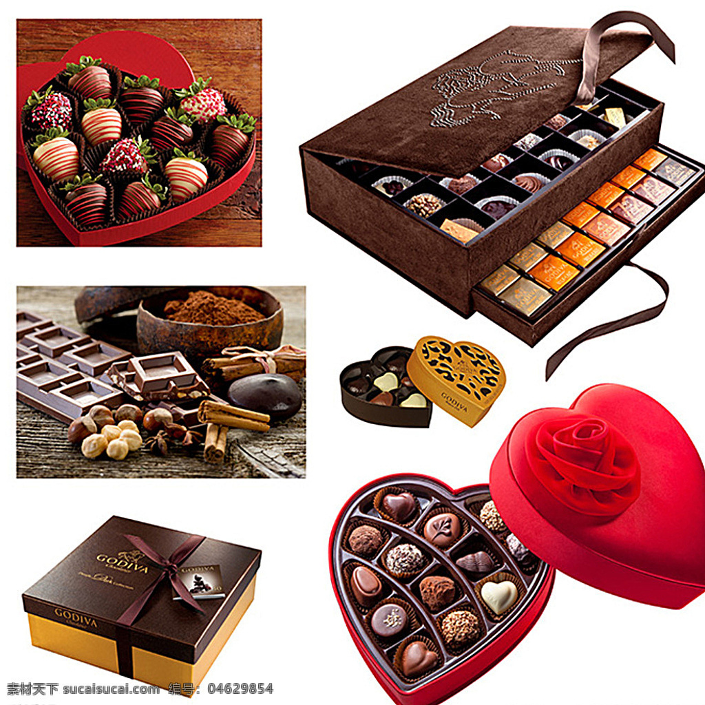巧克力 心形礼盒 巧克力礼盒 godiva 歌帝梵巧克力 红草莓巧克力 食物 分层 白色