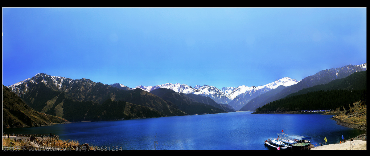 新疆 天池 全景 图 蓝天 雪山 湖泊 旅游 风景 旅游摄影 国内旅游